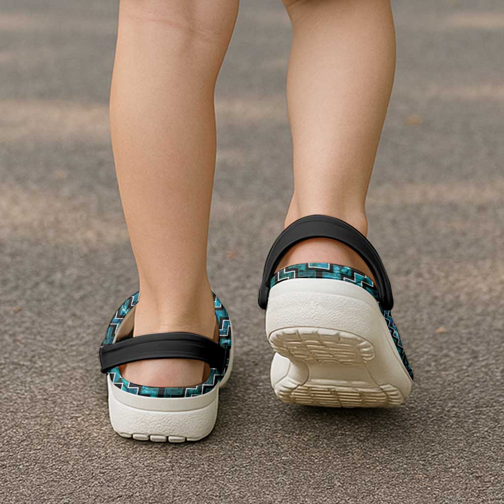 New Zealand Maori Clogs Shoes Poutama Manaia Turquoise Paua Shell - Aussie Hoodie