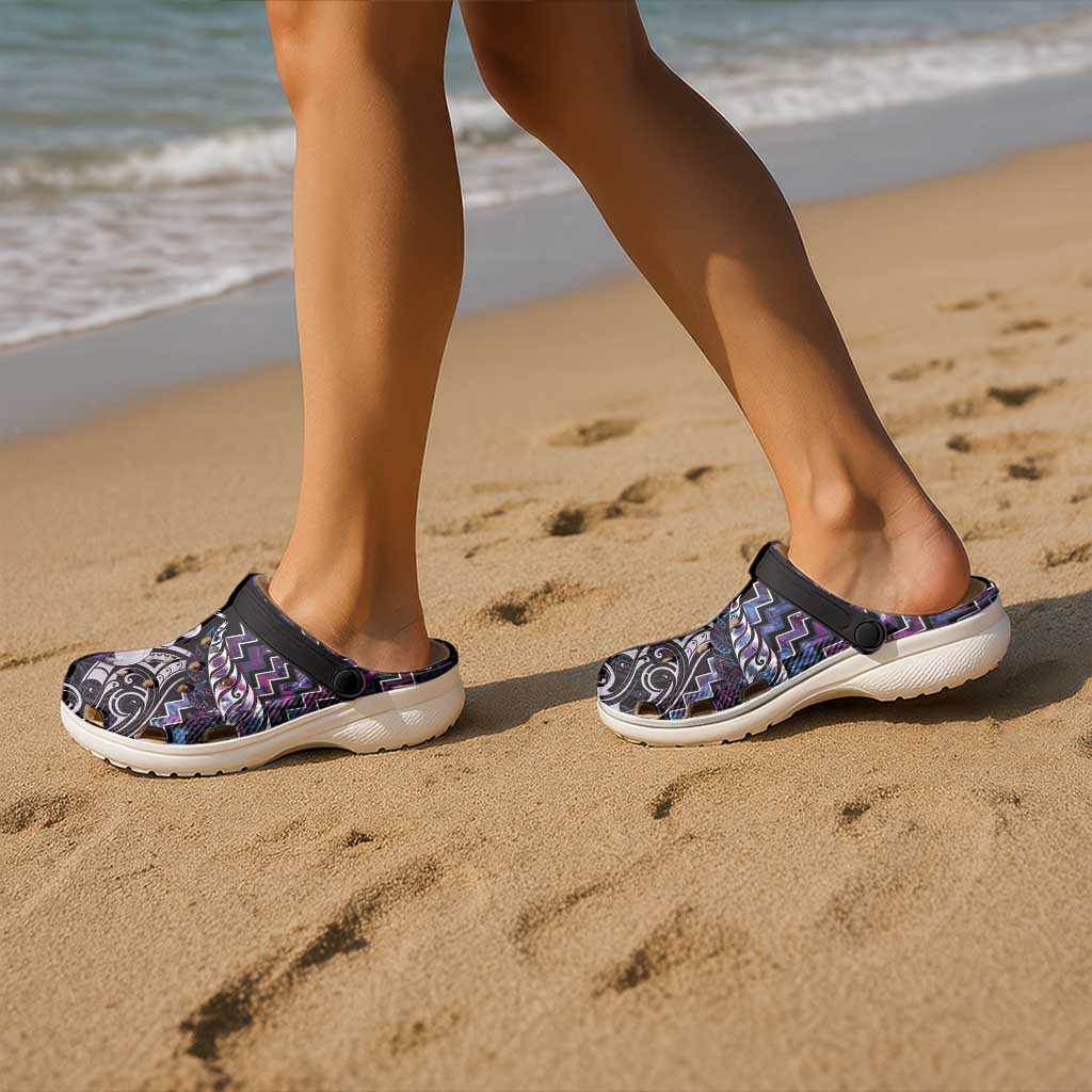 New Zealand Maori Clogs Shoes Poutama Pikorua Purple Paua Shell - Aussie Hoodie