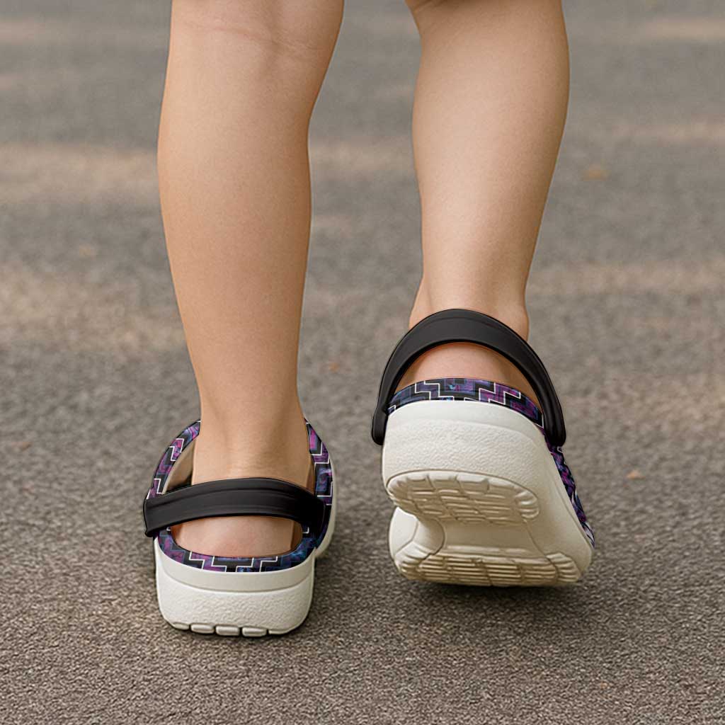 New Zealand Maori Clogs Shoes Poutama Pikorua Purple Paua Shell - Aussie Hoodie