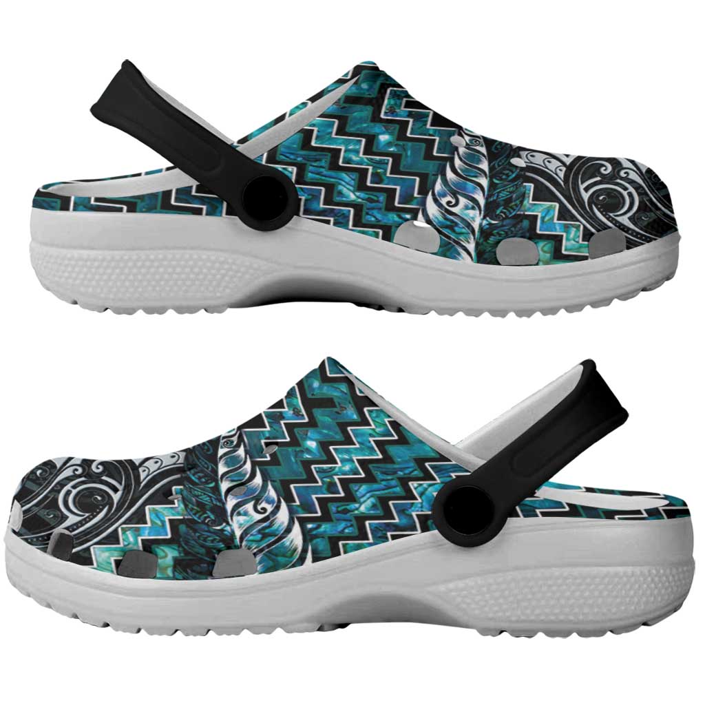 New Zealand Maori Clogs Shoes Poutama Pikorua Turquoise Paua Shell - Aussie Hoodie