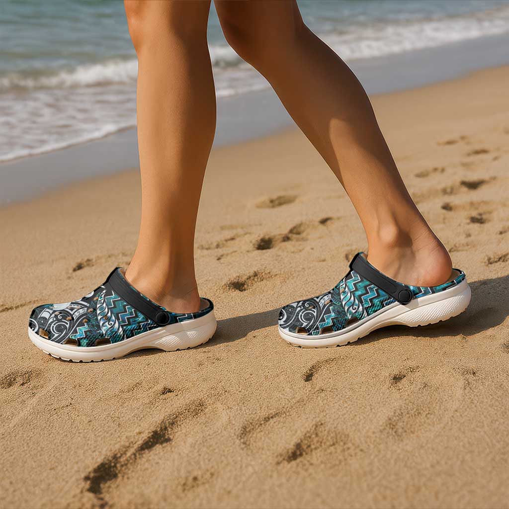 New Zealand Maori Clogs Shoes Poutama Pikorua Turquoise Paua Shell - Aussie Hoodie
