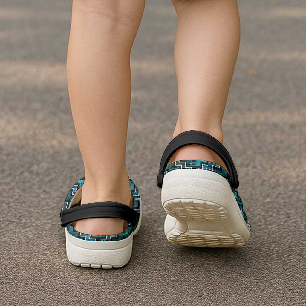 New Zealand Maori Clogs Shoes Poutama Pikorua Turquoise Paua Shell - Aussie Hoodie