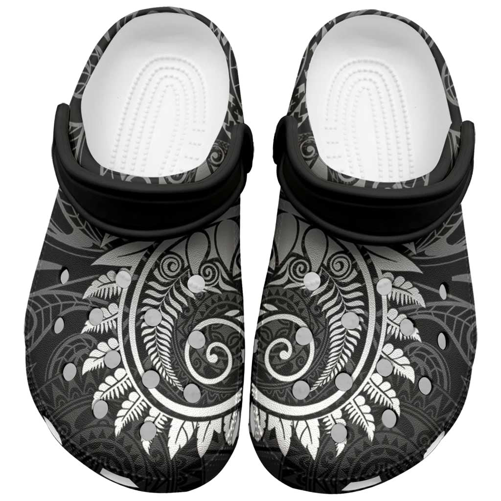 New Zealand Maori Koru Fern Clogs Shoes Spiral Polynesian Style Gray - Aussie Hoodie