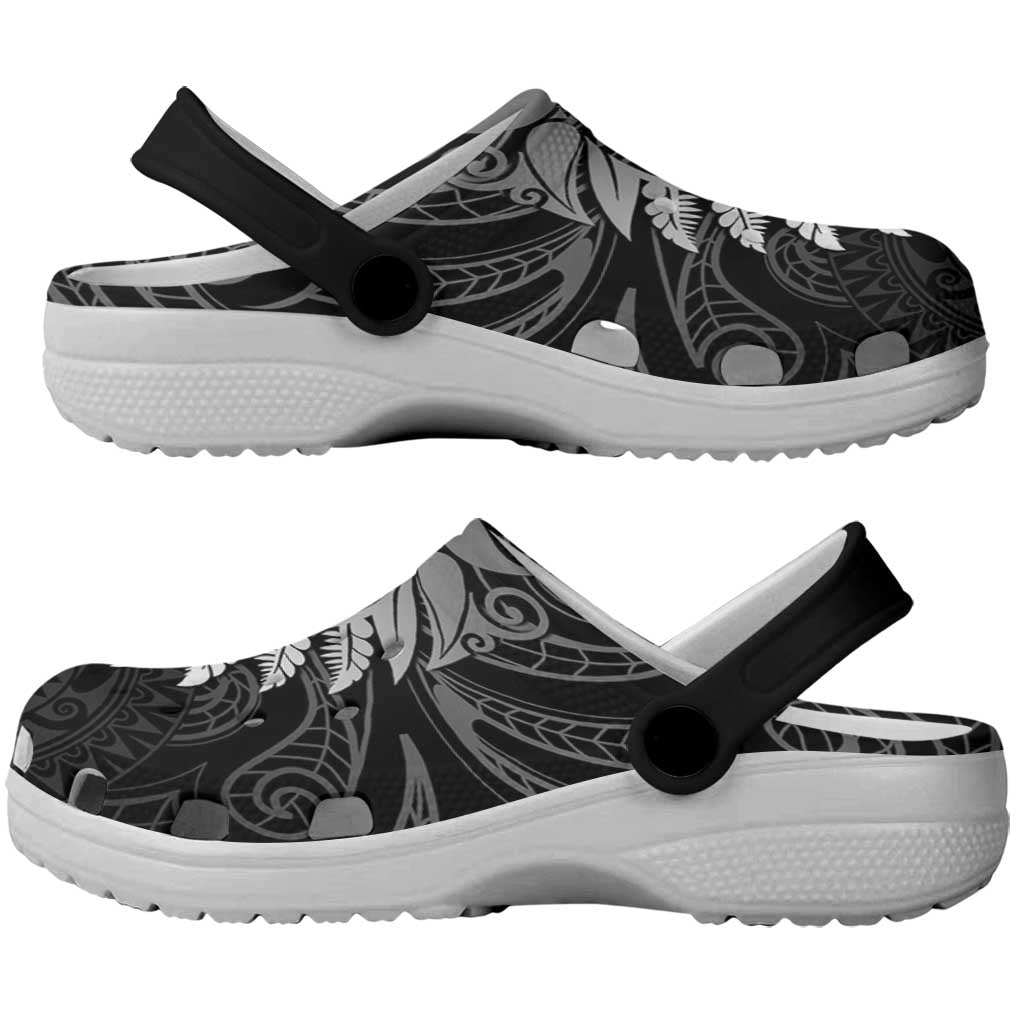 New Zealand Maori Koru Fern Clogs Shoes Spiral Polynesian Style Gray - Aussie Hoodie