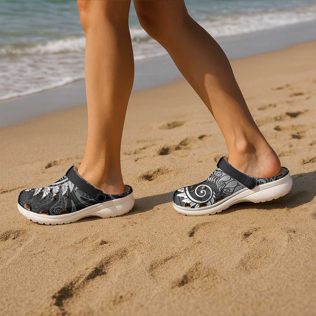 New Zealand Maori Koru Fern Clogs Shoes Spiral Polynesian Style Gray - Aussie Hoodie