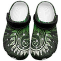 New Zealand Maori Koru Fern Clogs Shoes Spiral Polynesian Style Green - Aussie Hoodie