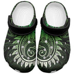 New Zealand Maori Koru Fern Clogs Shoes Spiral Polynesian Style Green - Aussie Hoodie
