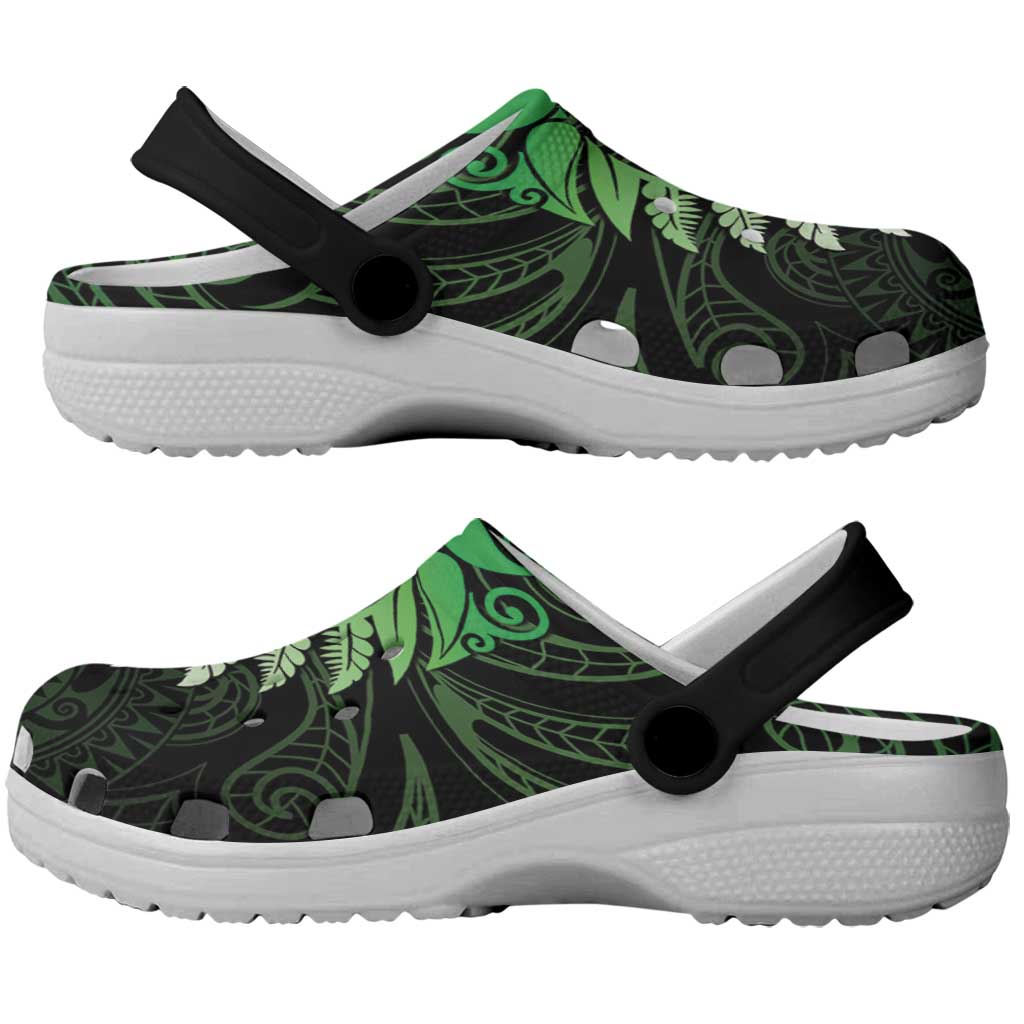 New Zealand Maori Koru Fern Clogs Shoes Spiral Polynesian Style Green - Aussie Hoodie