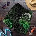 New Zealand Maori Koru Fern Shorts for Men Spiral Polynesian Style Green