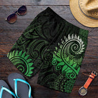 New Zealand Maori Koru Fern Shorts for Men Spiral Polynesian Style Green