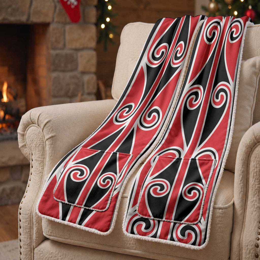 New Zealand Maori Kowhaiwhai Koru Pocket Scarf