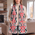 New Zealand Maori Kowhaiwhai Ngaru Pocket Scarf