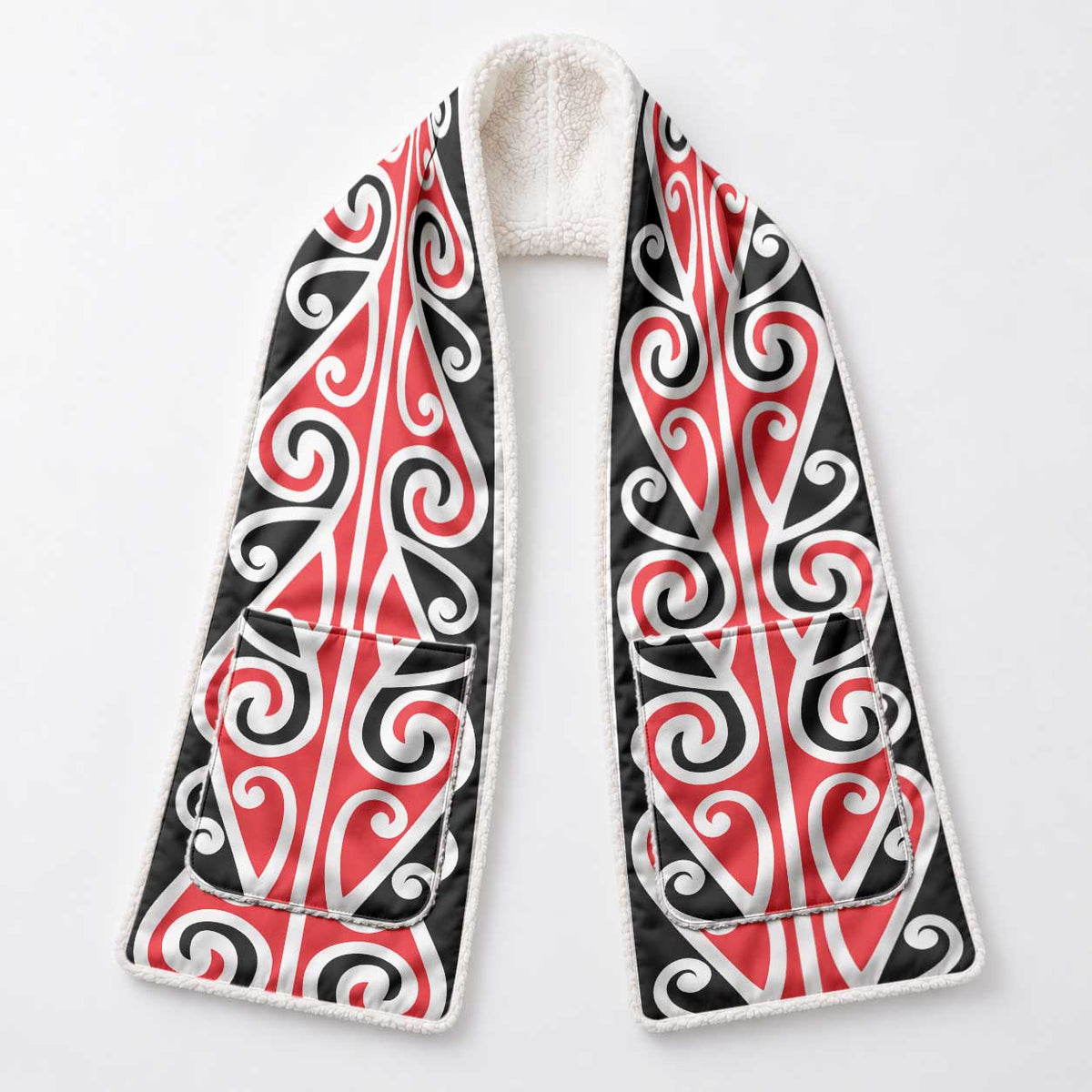 New Zealand Maori Kowhaiwhai Ngaru Pocket Scarf