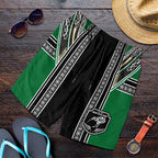 New Zealand Maori Rugby Shorts for Men Aotearoa Koru Geometric - Naturalistic Green