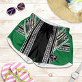 New Zealand Maori Rugby Shorts for Women Aotearoa Koru Geometric - Naturalistic Green