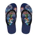 New Zealand Merry Christmas Flip Flops Maori Tribal Pattern with Xmas Tui Bird