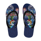 New Zealand Merry Christmas Flip Flops Maori Tribal Pattern with Xmas Tui Bird