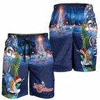New Zealand Merry Christmas Shorts for Men Maori Tribal Pattern with Xmas Tui Bird