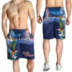 New Zealand Merry Christmas Shorts for Men Maori Tribal Pattern with Xmas Tui Bird
