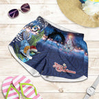 New Zealand Merry Christmas Shorts for Women Maori Tribal Pattern with Xmas Tui Bird