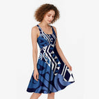 New Zealand Midi Dress Aotearoa Kowhaiwhai Mix Taniko Art - Blue - Aussie Hoodie