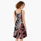 New Zealand Midi Dress Aotearoa Kowhaiwhai Mix Taniko Art - Brown - Aussie Hoodie