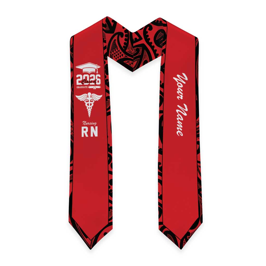 New Zealand Nurse RN 2026 Personalised Graduation Stole Red Maori Pattern Cultural Pride