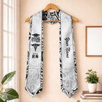 New Zealand Nurse RN 2026 Personalised Graduation Stole White Maori Pattern Cultural Pride