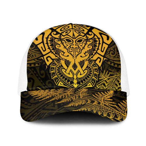 New Zealand Rugby All  Gold Baseball Net Cap Silver Fern All Black Mix Ta Moko - Aussie Hoodie