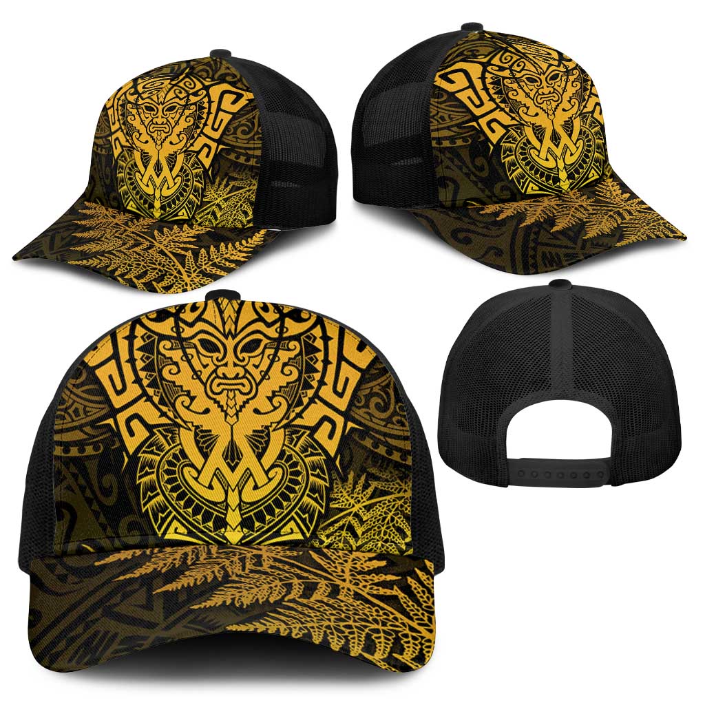 New Zealand Rugby All  Gold Baseball Net Cap Silver Fern All Black Mix Ta Moko - Aussie Hoodie