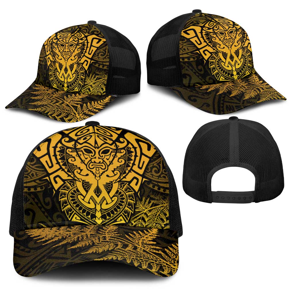New Zealand Rugby All  Gold Baseball Net Cap Silver Fern All Black Mix Ta Moko - Aussie Hoodie