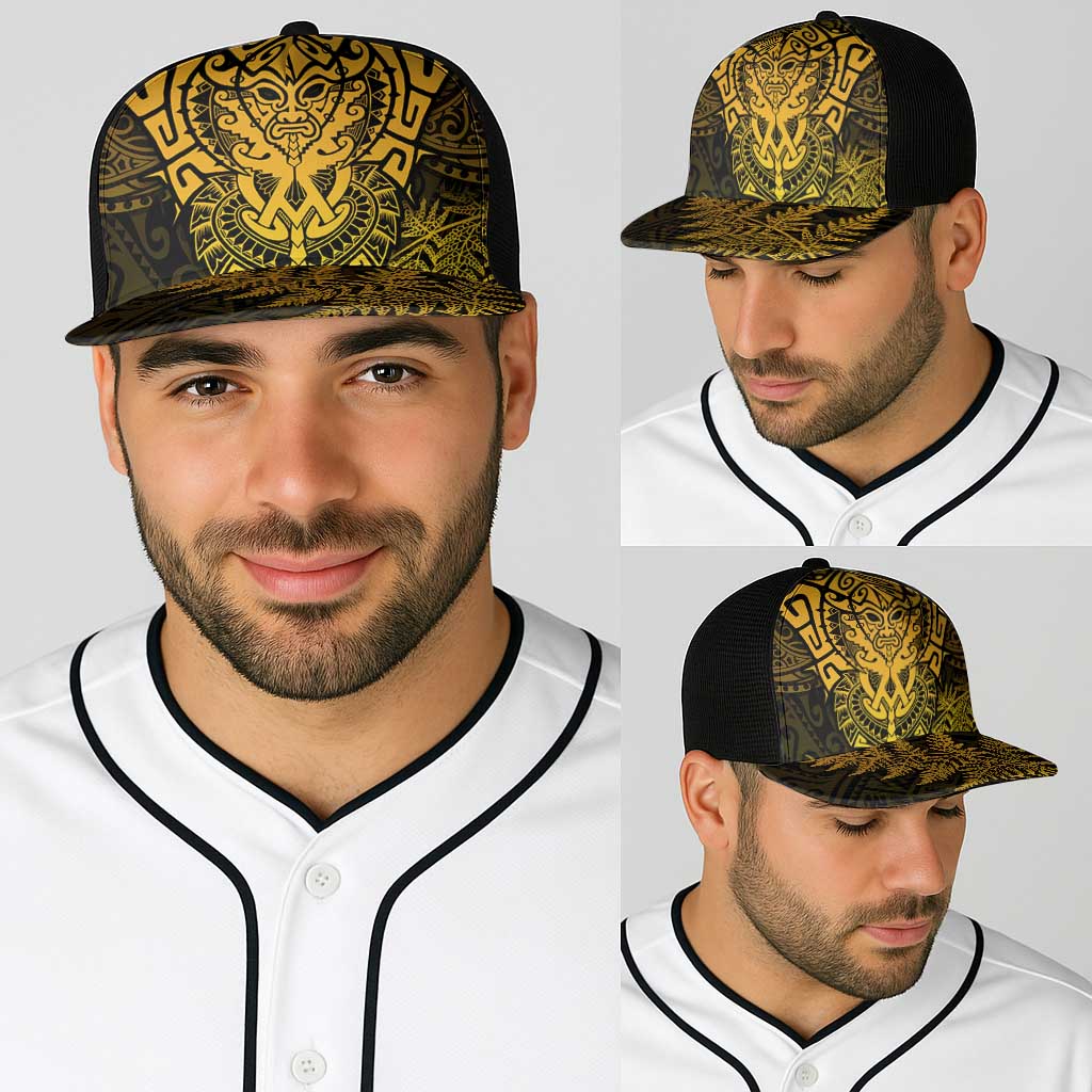 New Zealand Rugby All  Gold Baseball Net Cap Silver Fern All Black Mix Ta Moko - Aussie Hoodie