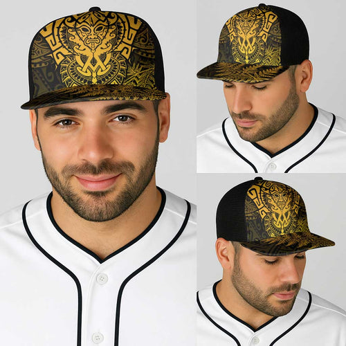 New Zealand Rugby All  Gold Baseball Net Cap Silver Fern All Black Mix Ta Moko - Aussie Hoodie