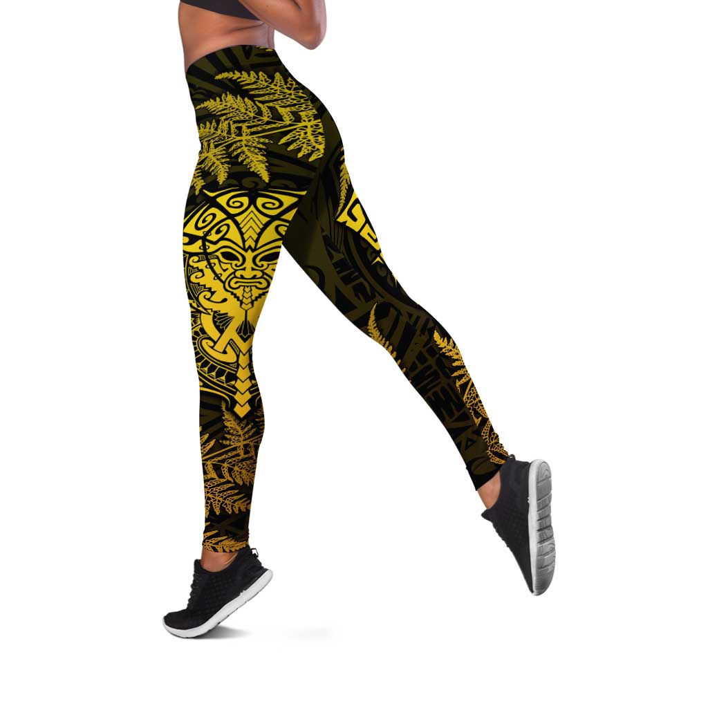 New Zealand Rugby All  Gold Leggings Silver Fern All Black Mix Ta Moko