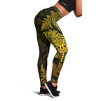 New Zealand Rugby All  Gold Leggings Silver Fern All Black Mix Ta Moko