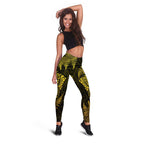 New Zealand Rugby All  Gold Leggings Silver Fern All Black Mix Ta Moko