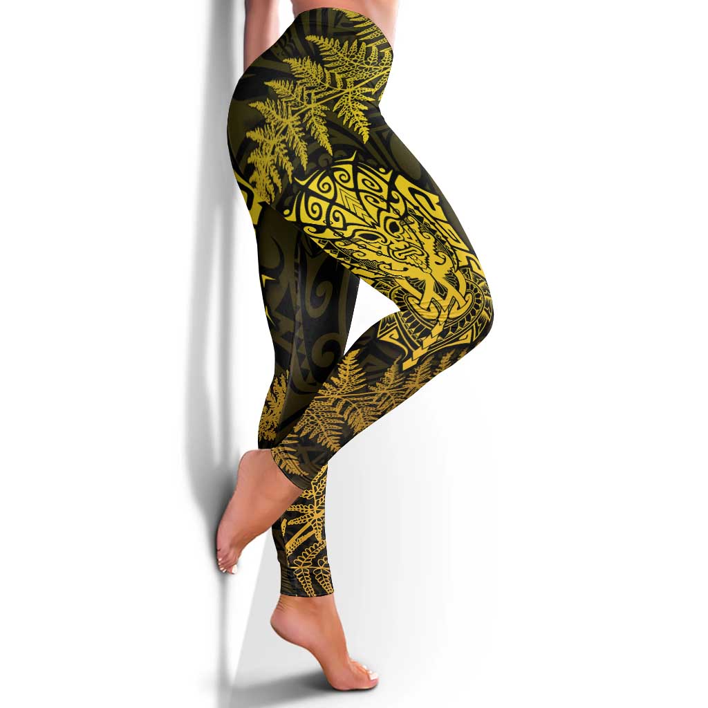New Zealand Rugby All  Gold Leggings Silver Fern All Black Mix Ta Moko
