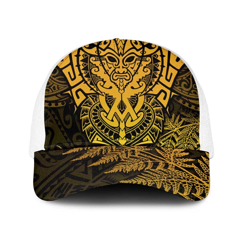 New Zealand Rugby All  Gold Mesh Trucker Cap Silver Fern All Black Mix Ta Moko - Aussie Hoodie