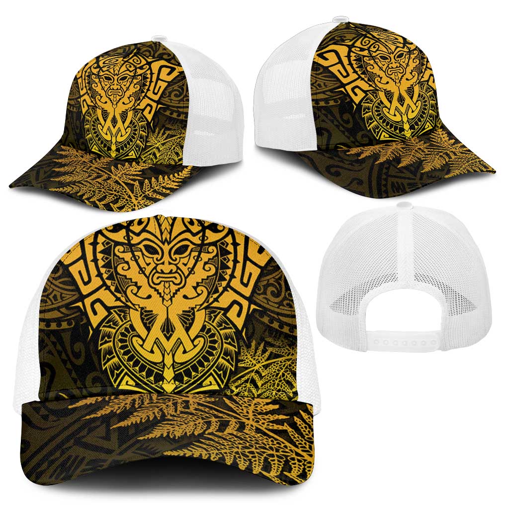 New Zealand Rugby All  Gold Mesh Trucker Cap Silver Fern All Black Mix Ta Moko - Aussie Hoodie