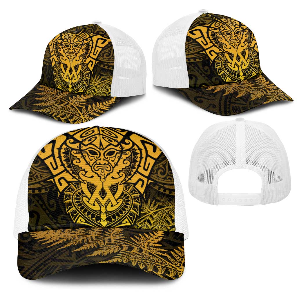 New Zealand Rugby All  Gold Mesh Trucker Cap Silver Fern All Black Mix Ta Moko - Aussie Hoodie