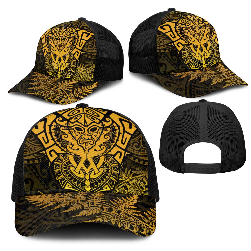 New Zealand Rugby All  Gold Mesh Trucker Cap Silver Fern All Black Mix Ta Moko - Aussie Hoodie