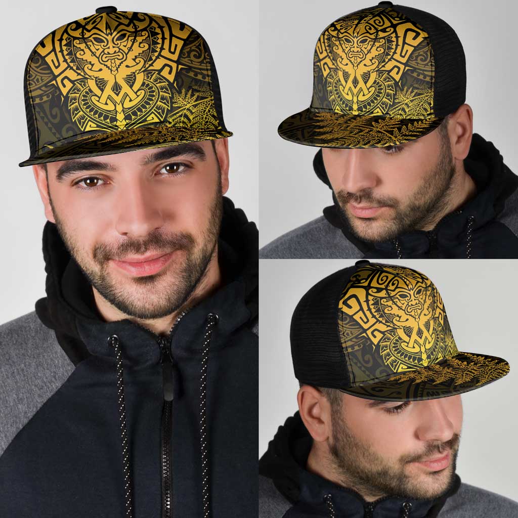 New Zealand Rugby All  Gold Mesh Trucker Cap Silver Fern All Black Mix Ta Moko - Aussie Hoodie