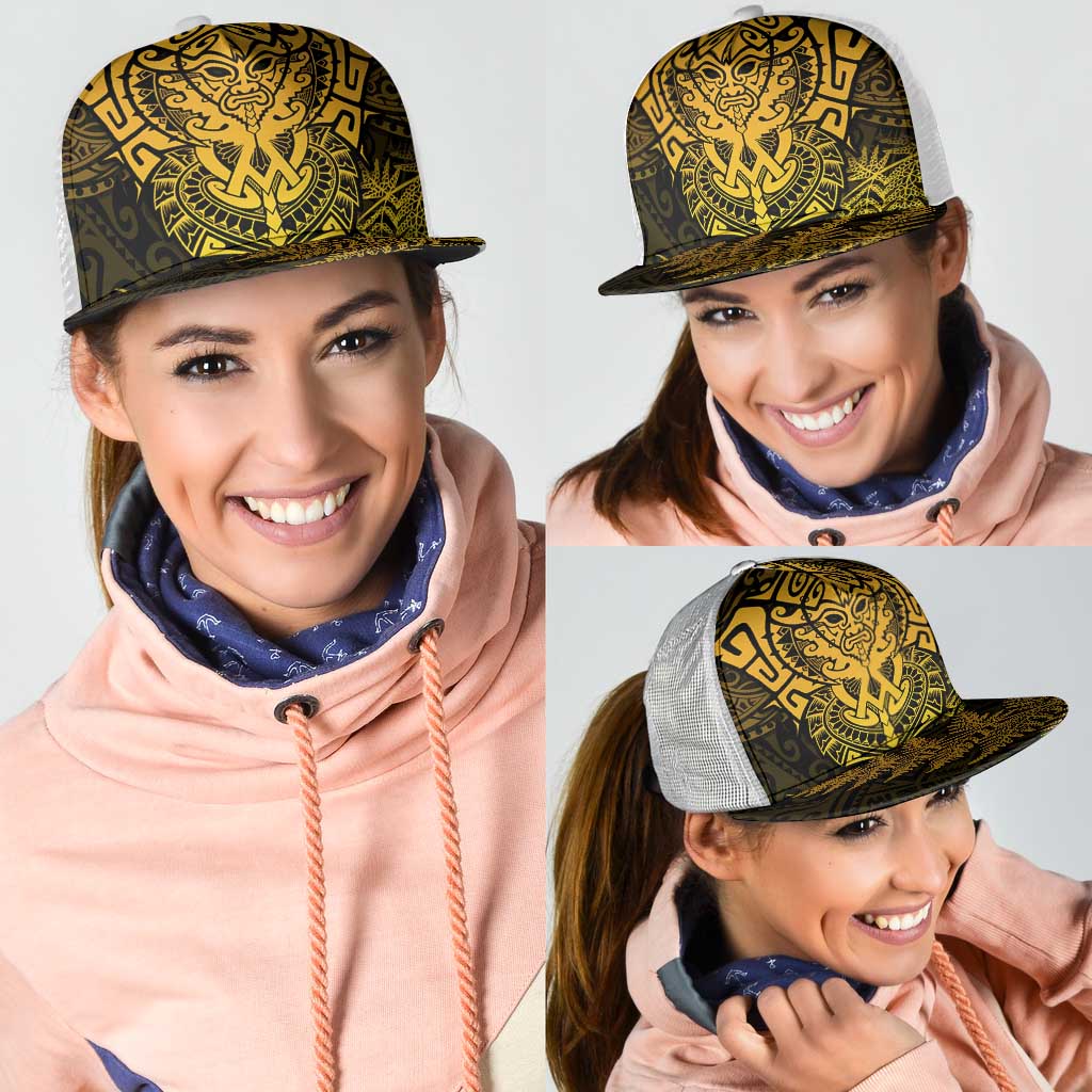 New Zealand Rugby All  Gold Mesh Trucker Cap Silver Fern All Black Mix Ta Moko - Aussie Hoodie