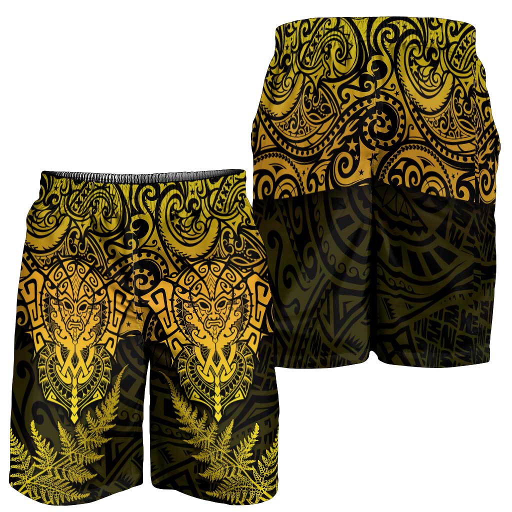 New Zealand Rugby All  Gold Shorts for Men Silver Fern All Black Mix Ta Moko