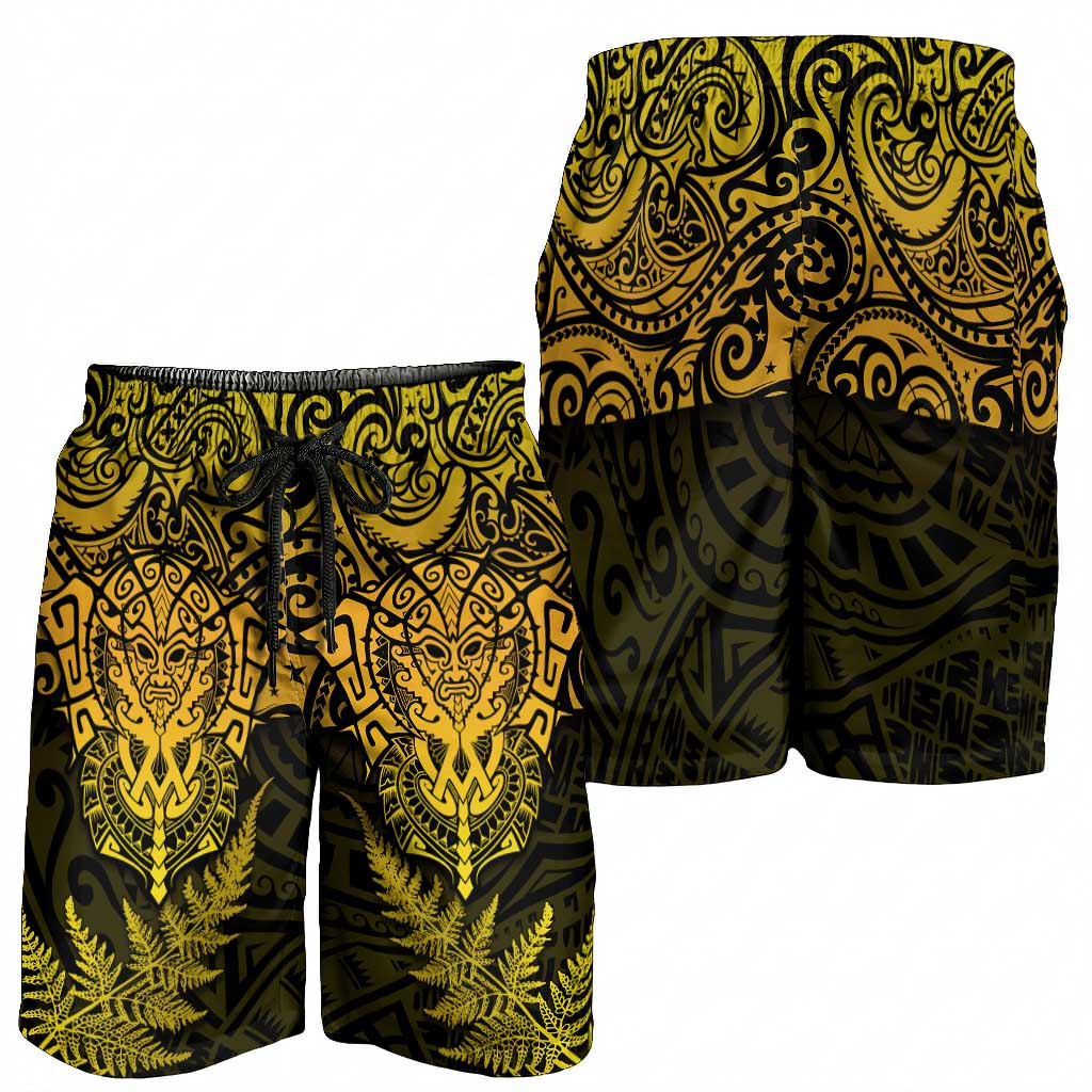New Zealand Rugby All  Gold Shorts for Men Silver Fern All Black Mix Ta Moko
