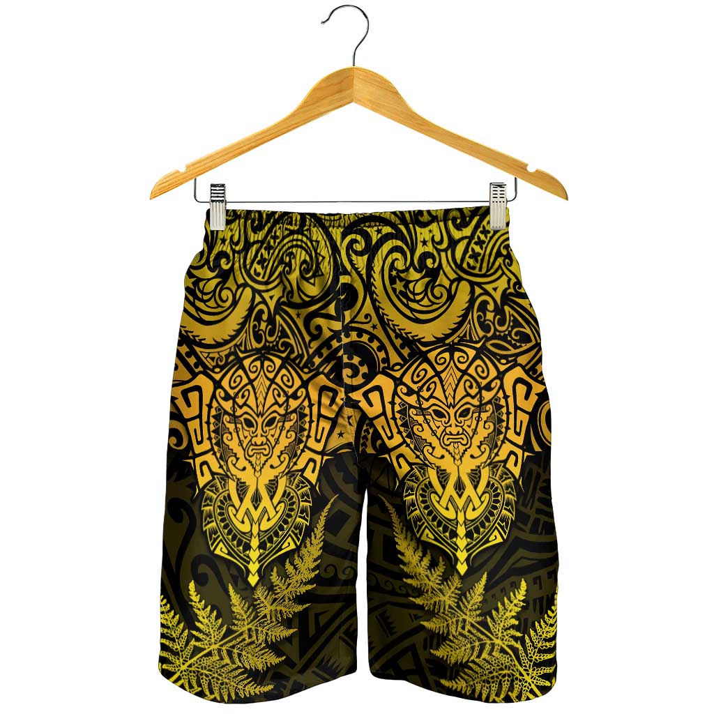 New Zealand Rugby All  Gold Shorts for Men Silver Fern All Black Mix Ta Moko