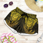 New Zealand Rugby All  Gold Shorts for Women Silver Fern All Black Mix Ta Moko
