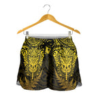 New Zealand Rugby All  Gold Shorts for Women Silver Fern All Black Mix Ta Moko