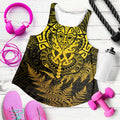 New Zealand Rugby All  Gold Women Racerback Tank Silver Fern All Black Mix Ta Moko