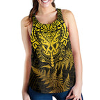 New Zealand Rugby All  Gold Women Racerback Tank Silver Fern All Black Mix Ta Moko